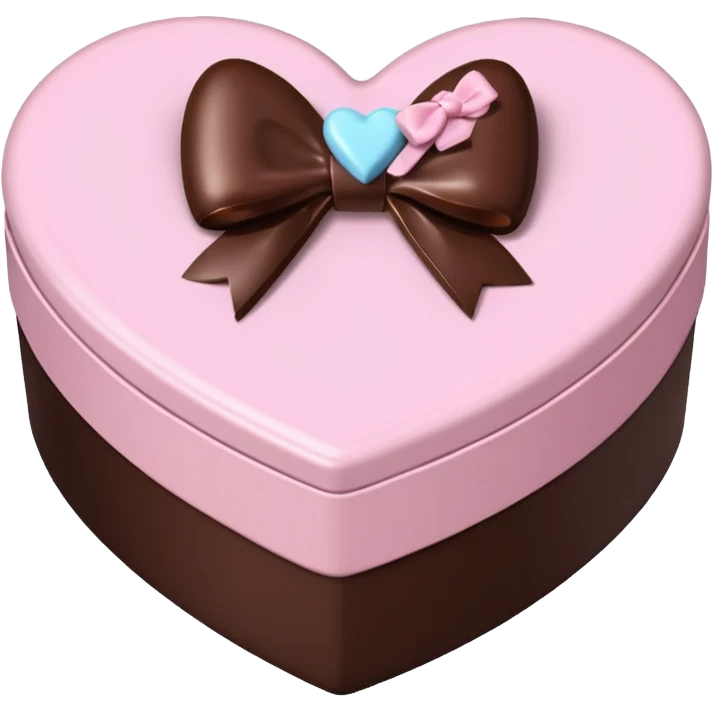 pale pink heart box, pale pink bow, filled with chocolates inside emoji