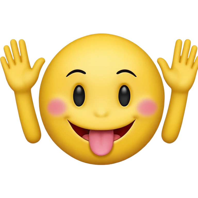 Smiley face with tounge out and hands to the side  emoji