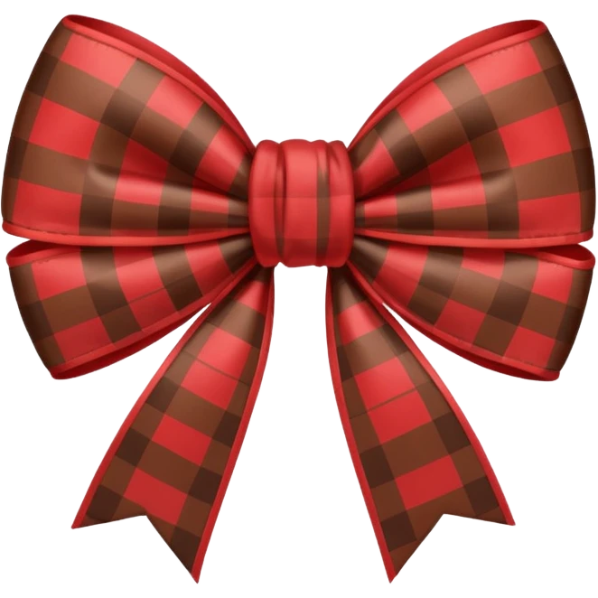 Red brown checked Bow  cute emoji