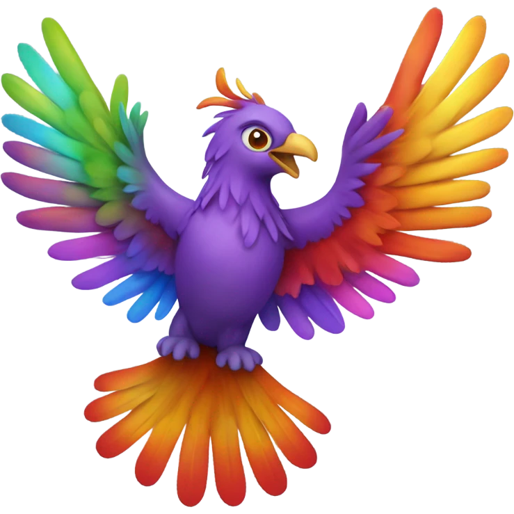Rainbow colored Phoenix with wings spread wide emoji