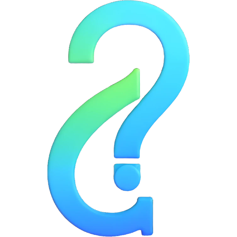question mark with blue and green gradient emoji