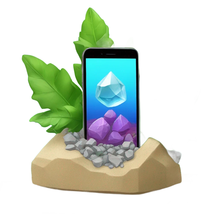 Mineral with plant and water makes a smartphone emoji