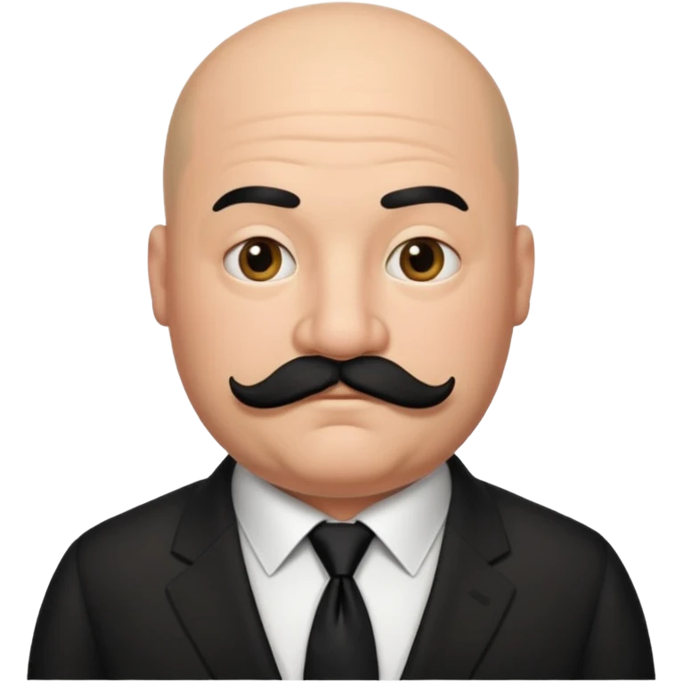 fat Bald guy with thick black mustache & tie emoji