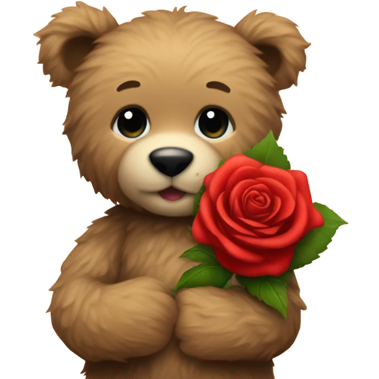 Teddy bear holding a red rose emoji