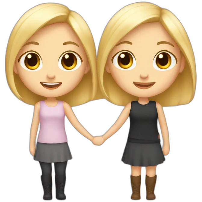 hug blonde and brunette girls emoji