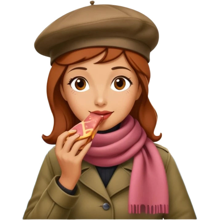  paris woman eating SPAM meat landscape  emoji