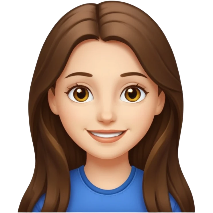 happy white long brunette hair girl with hazel eyes smiling emoji