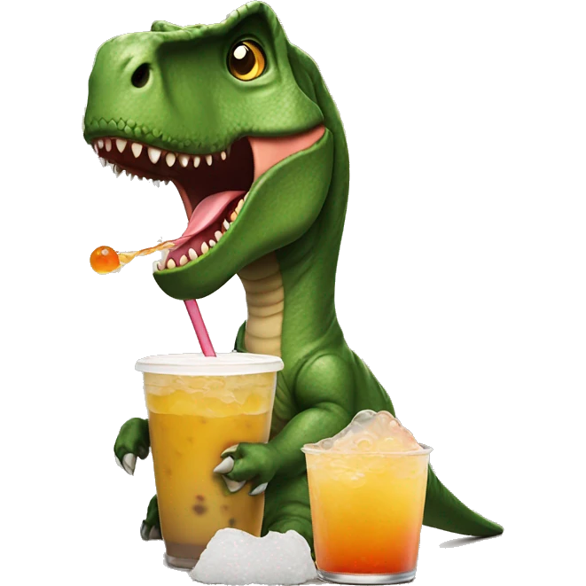 t-rex drinking boba emoji