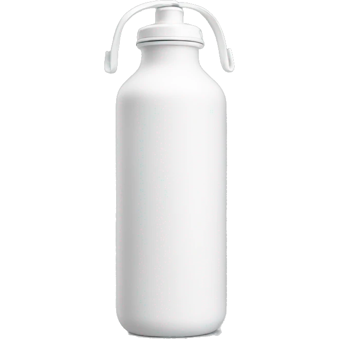 white water bottle with white lid, white handle strap emoji