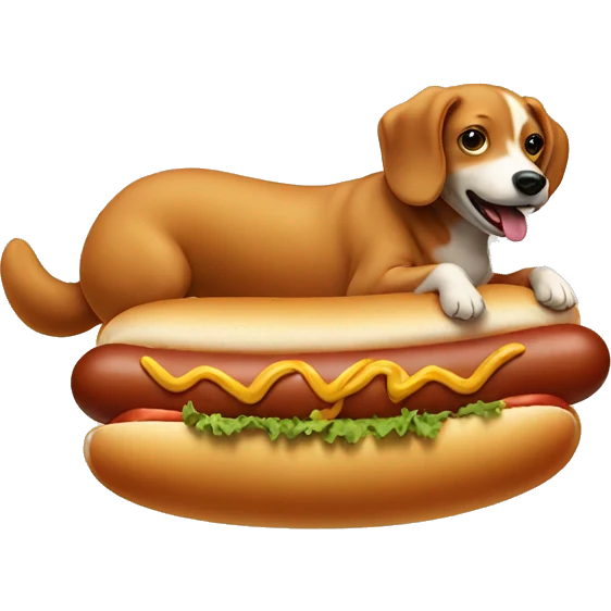 dog riding a hot dog in the air emoji