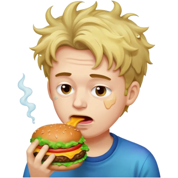 Guy with puking burgers emoji