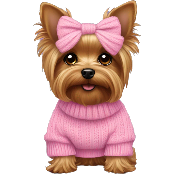 Yorkie wearing pink sweater emoji