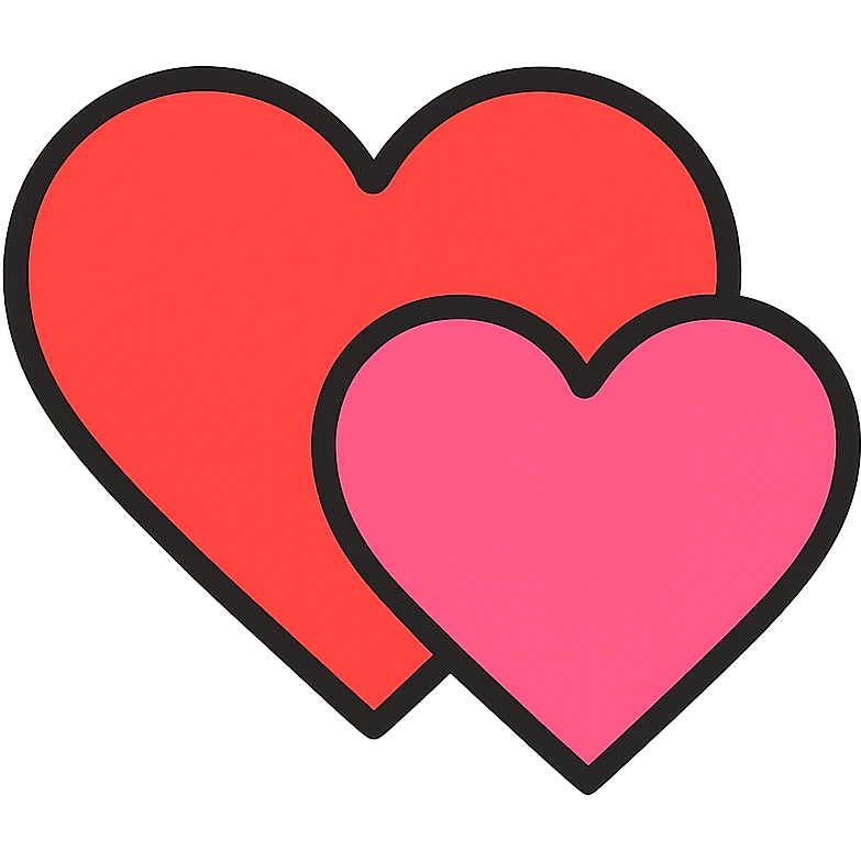 two hearts lineal color icon with black outlines emoji