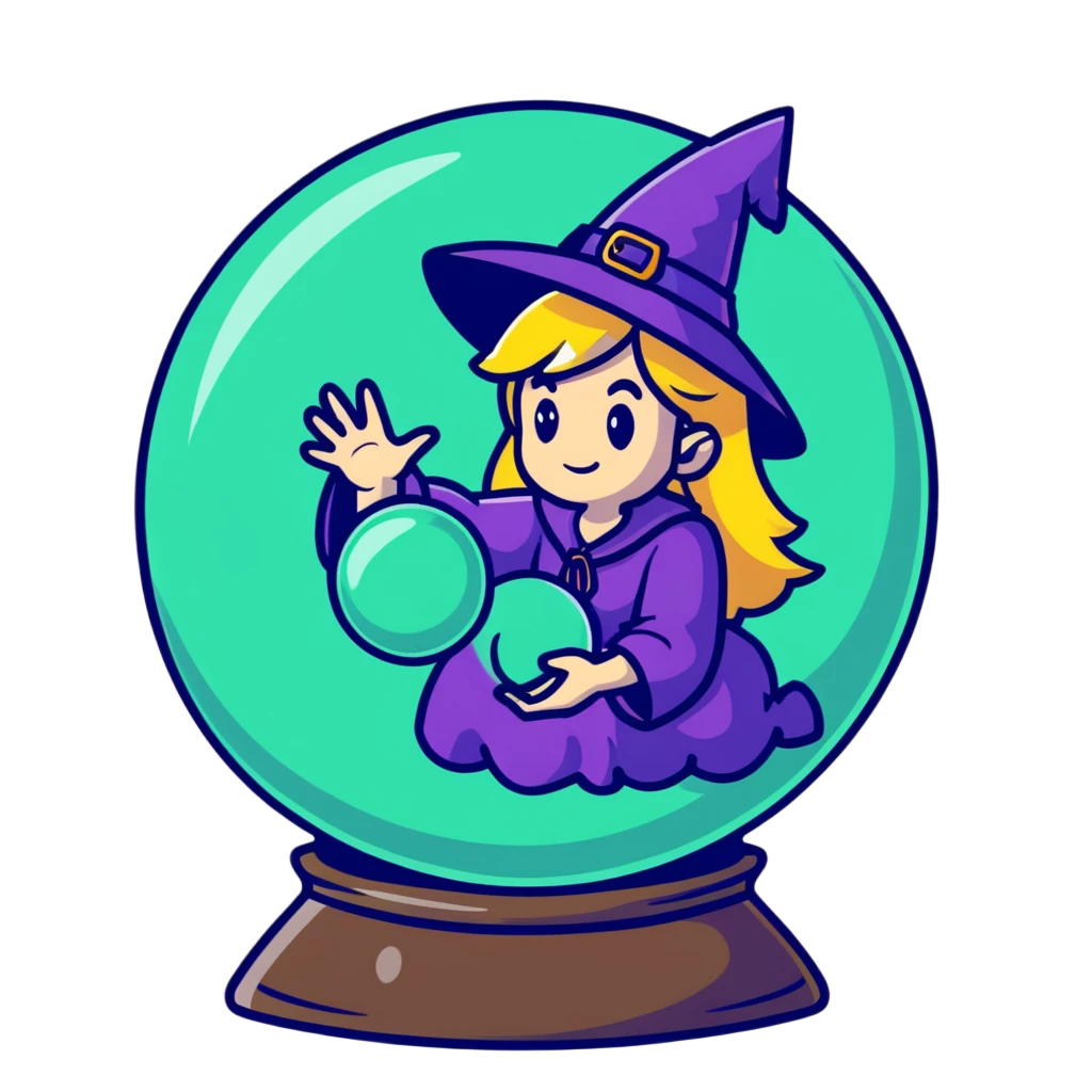 A beautiful blond witch looking into a crystal ball emoji