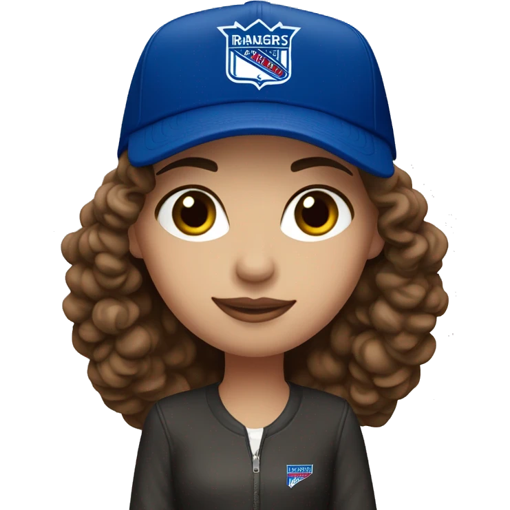 Brown hair Girl New York Rangers cap emoji