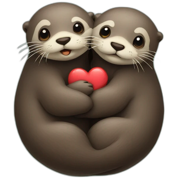 otters hugging looking like a heart emoji