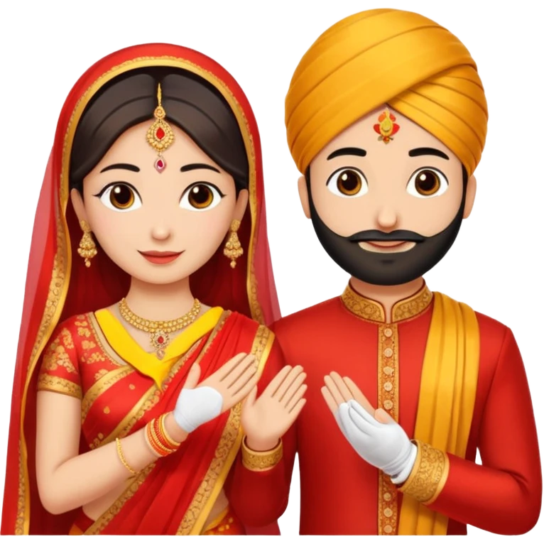 Two hands in a engagement..One hand of groom and one hand of bride. Bride dress - red/yellow saree. groom- light orange punjabi (oonly hands will be visible emoji