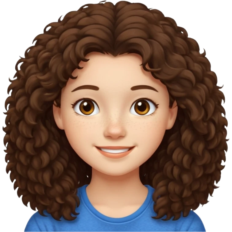 cute brunnete teen with fluffy hair light skin and freckles emoji