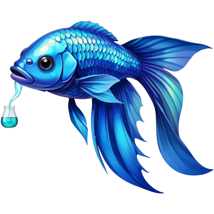Blue beta fish drinking alcohol emoji