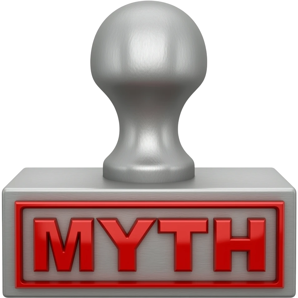 The stamp that printed the word ‘myth’ in red emoji