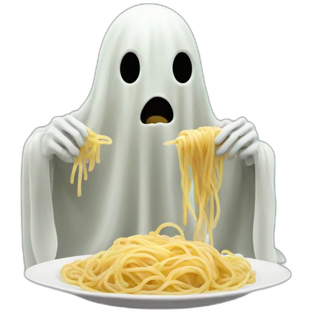 spooky ghost eating spaghetti emoji