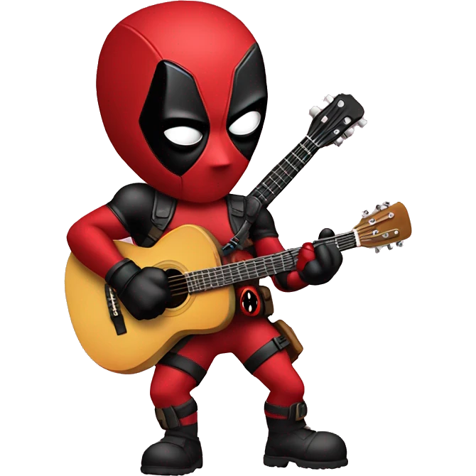 deadpool with guitar emoji