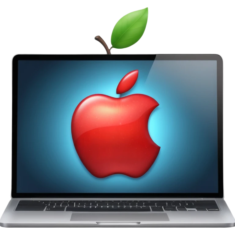 laptop with an apple symbol on the screen emoji