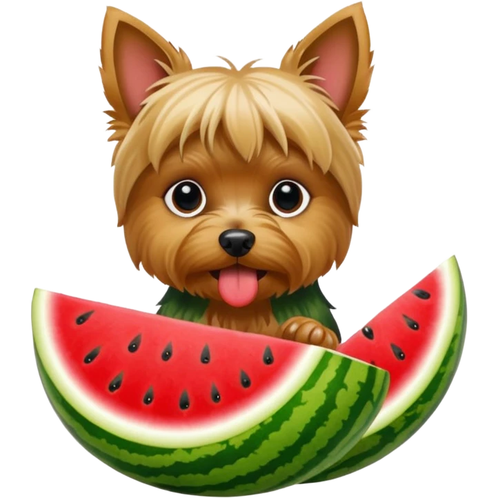 Yorkie eating watermelon  emoji