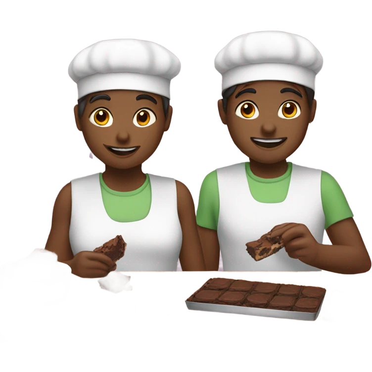 Two friends making brownies emoji