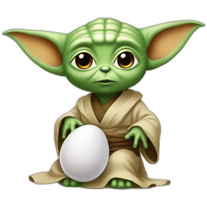 Bebe yoda with an egg emoji