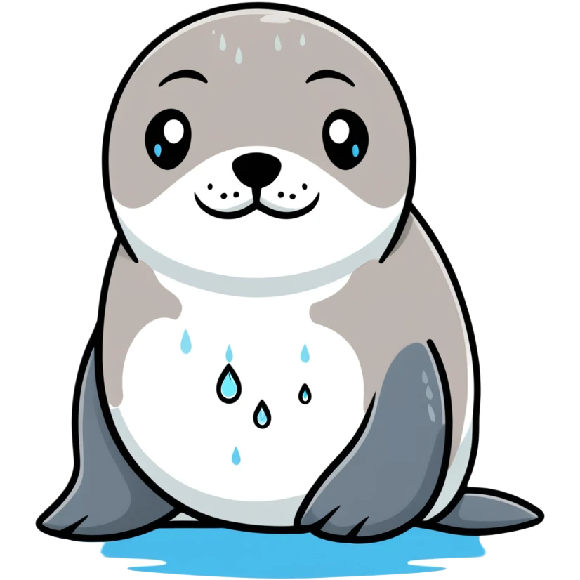 sad harbor seal with tear drop emoji