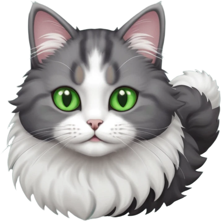 one dark grey and white cat and one completely solid dark grey cat with green eyes and only white paws emoji