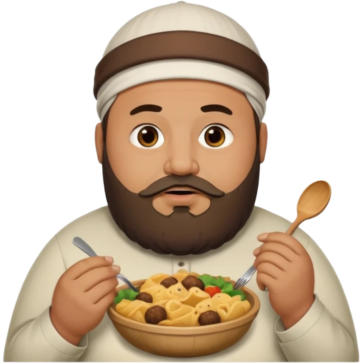 fat muslim man eating food emoji