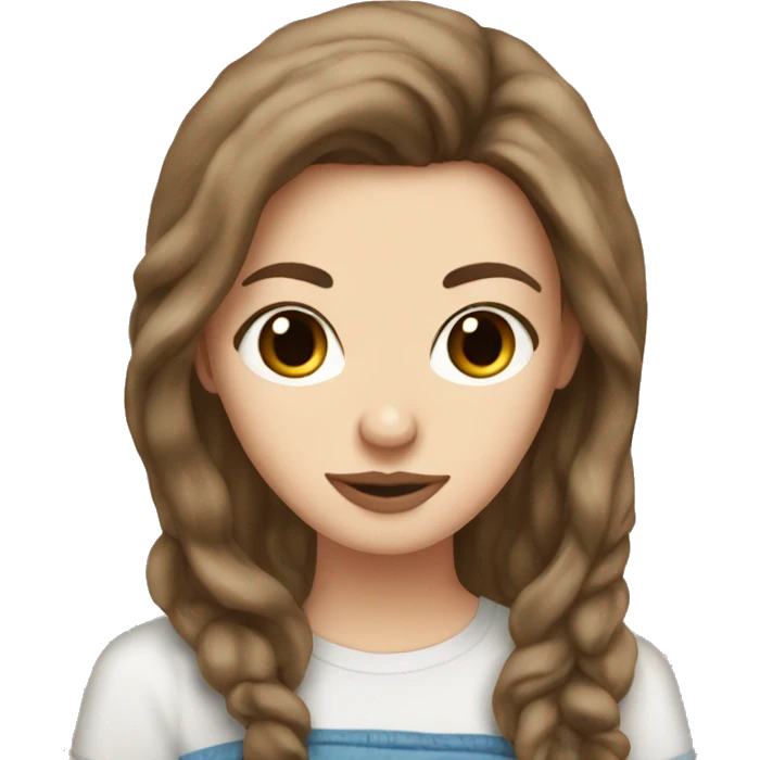 White girl brown hair iced coffee emoji