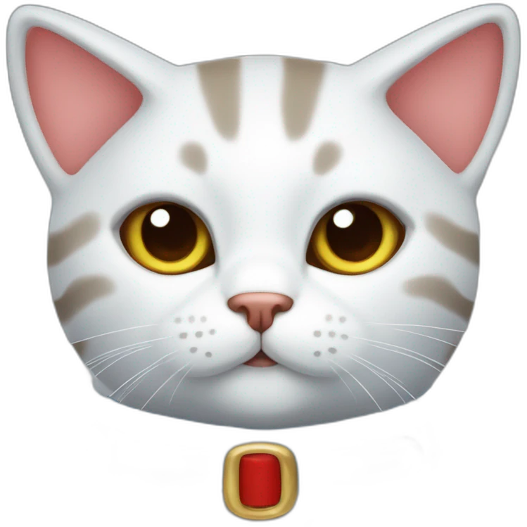 Cat in blue color without ears with red belt and bell emoji