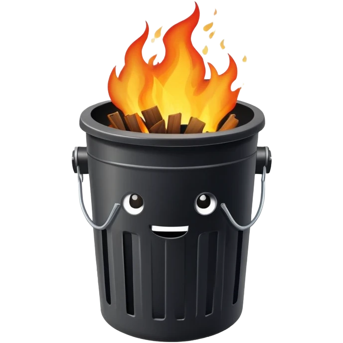 Trash bin on fire emoji