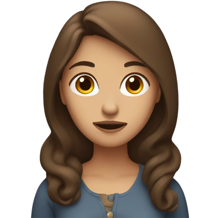 Woman with brown hair in thought pose emoji