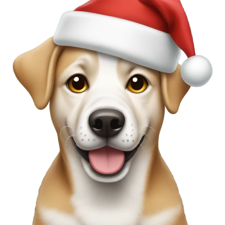 dog wearing christmas cap emoji