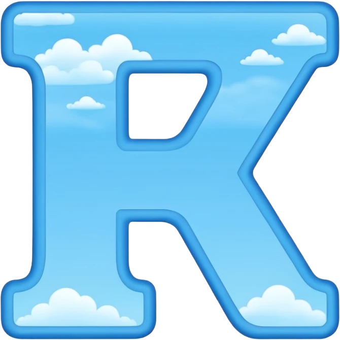 Genera la R mayúscula de color celeste con un fondo blanco emoji