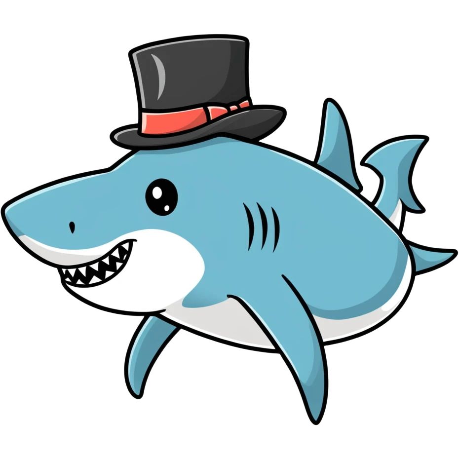 Shark with a top hat emoji
