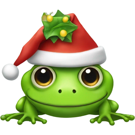 Frog in a Santa hat emoji