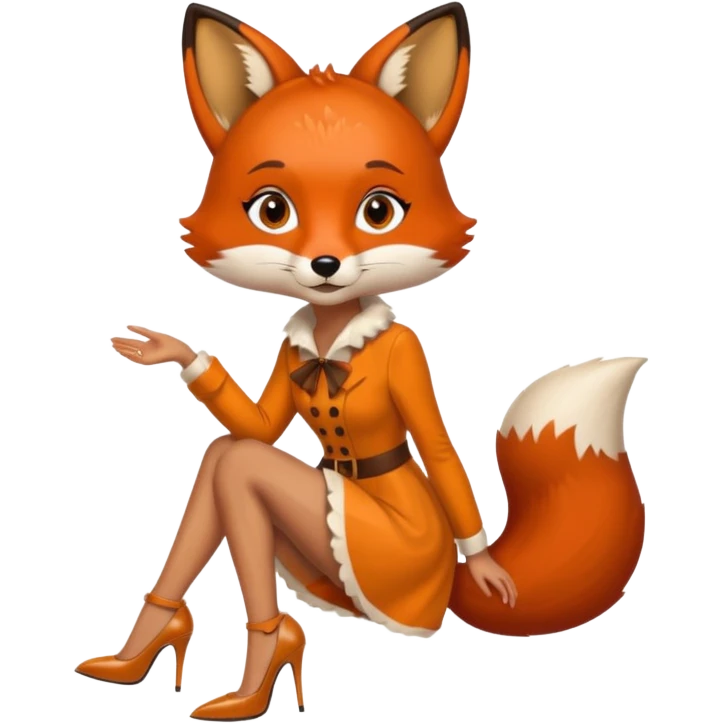 Pretty girl with caramel skin and freckles. Dressed as a fox wearing heels emoji