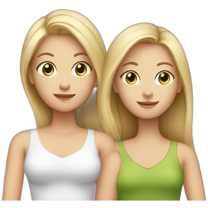 4 people Family . blond girl green eyes, dad (no hair), mom (long blond hair) and two sisters with brown hair emoji