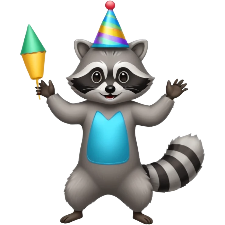 a full body raccoon celebrating / dancing  emoji