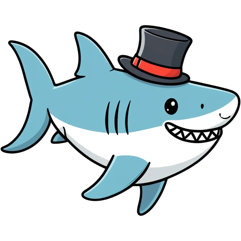 Shark with a top hat emoji
