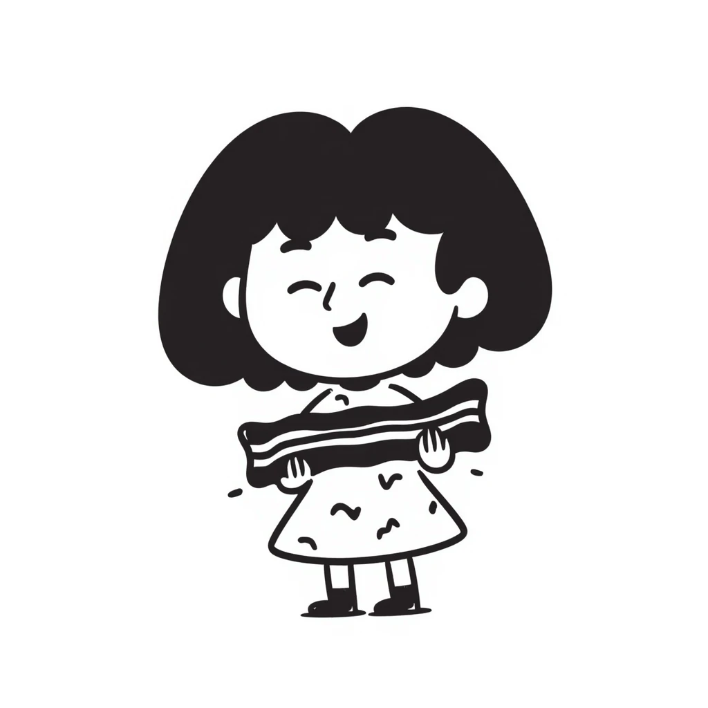 little girl with bacon emoji