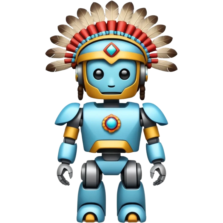 Full Robotic figure wearing native American regalia emoji