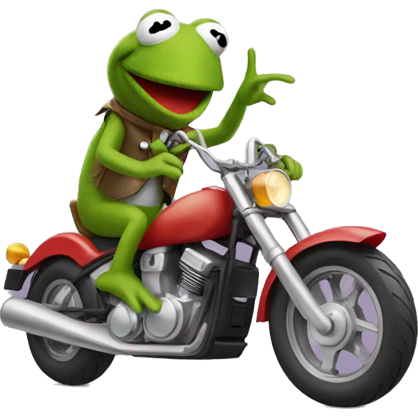 Kermit the frog riding a motorcycle emoji