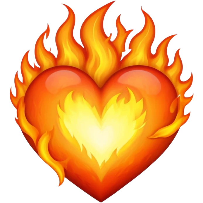 Heart on fire burning with passionate flames emoji