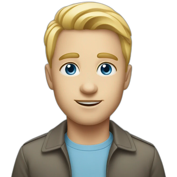 white person looking up to the right blonde, light blue eyes emoji
